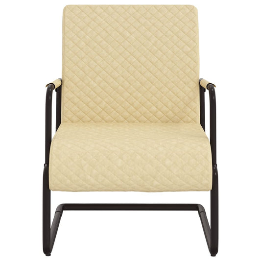 Cadeira cantilever em couro artificial cor creme