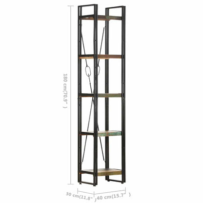 Estante c/ 5 prateleiras 40x30x180 cm madeira recuperada maciça