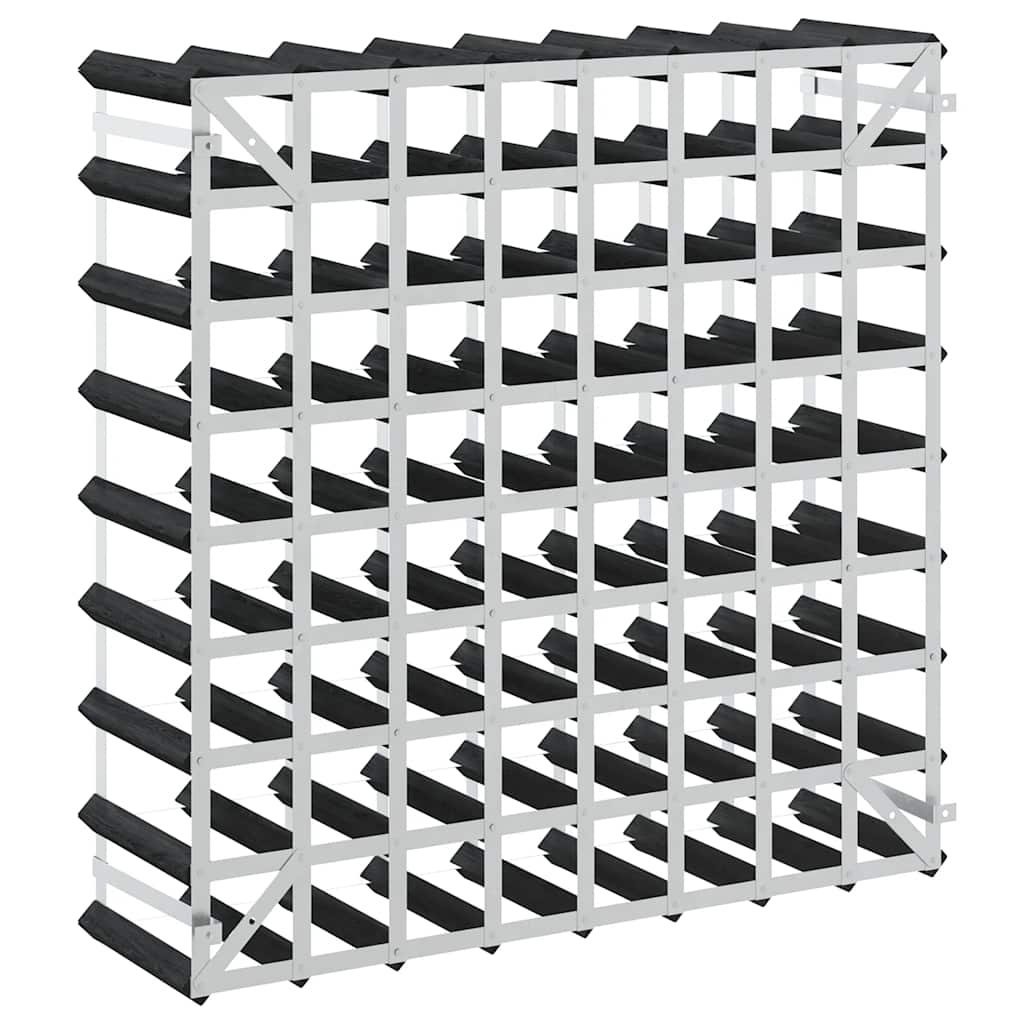 Garrafeira para 72 garrafas madeira de pinho maciça preto