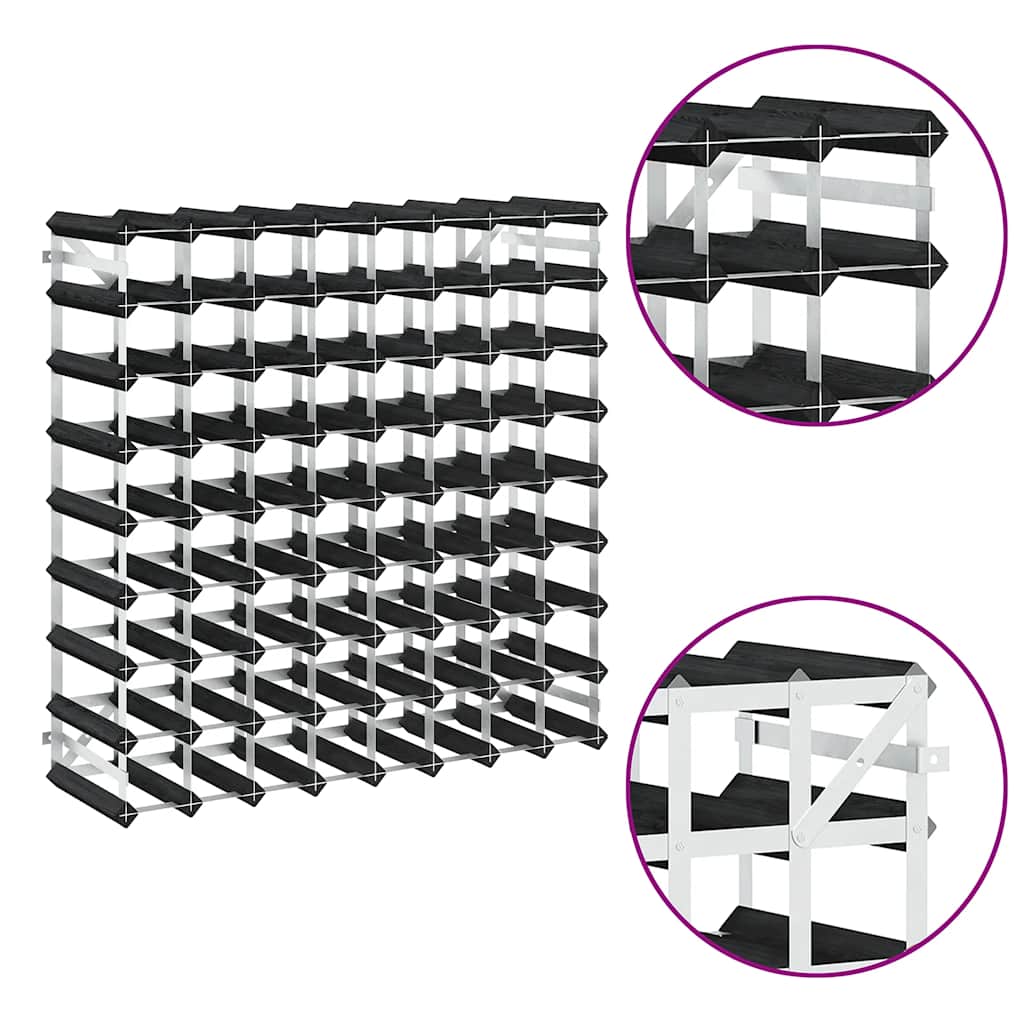 Garrafeira para 72 garrafas madeira de pinho maciça preto