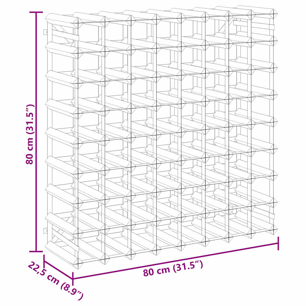 Garrafeira para 72 garrafas madeira de pinho maciça preto