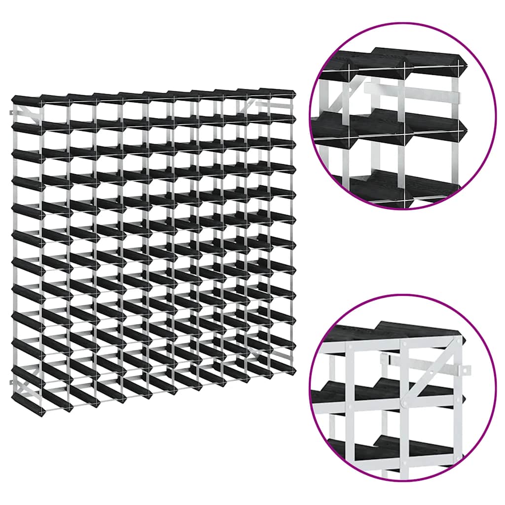 Garrafeira para 120 garrafas madeira de pinho maciça preto