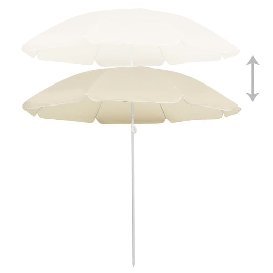 Guarda-sol de jardim com poste de aço 180 cm cor areia