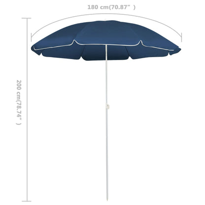 Guarda-sol de jardim com poste de aço 180 cm azul
