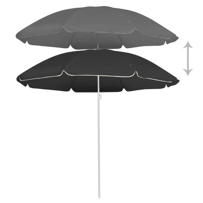 Guarda-sol de jardim com poste de aço 180 cm antracite