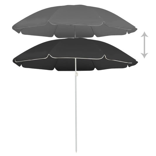 Guarda-sol de jardim com poste de aço 180 cm antracite