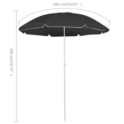 Guarda-sol de jardim com poste de aço 180 cm antracite