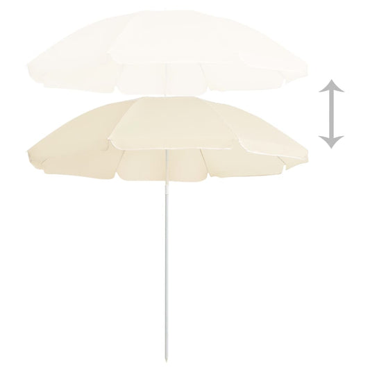 Guarda-sol de jardim com poste de aço 180 cm cor areia
