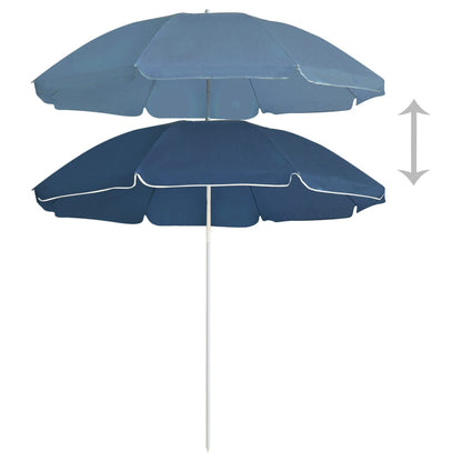 Guarda-sol de jardim com poste de aço 180 cm azul