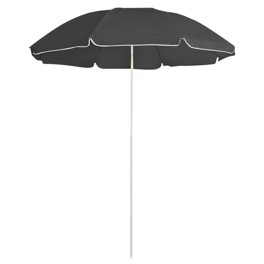 Guarda-sol de jardim com poste de aço 180 cm antracite