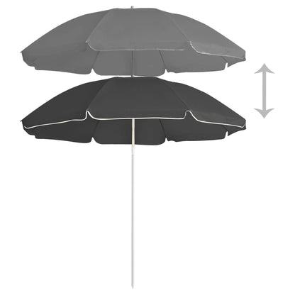 Guarda-sol de jardim com poste de aço 180 cm antracite