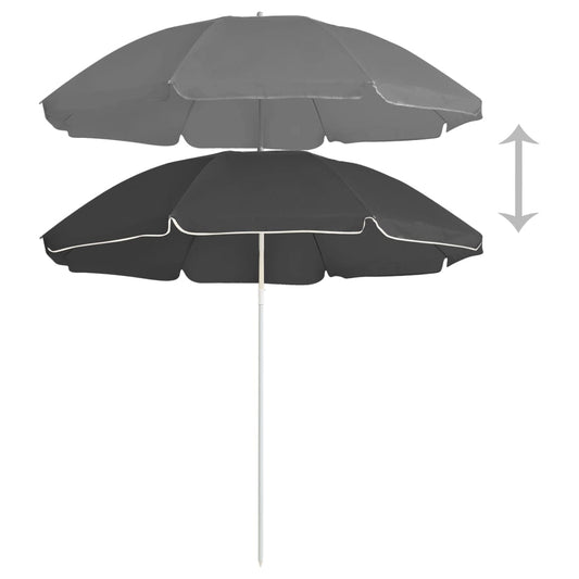 Guarda-sol de jardim com poste de aço 180 cm antracite
