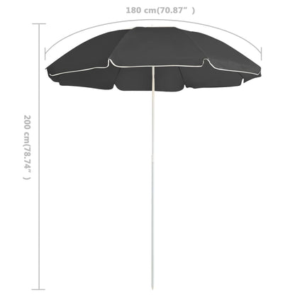 Guarda-sol de jardim com poste de aço 180 cm antracite