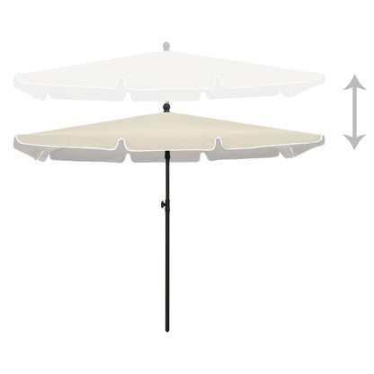 Guarda-sol de jardim com mastro 210x140 cm cor areia