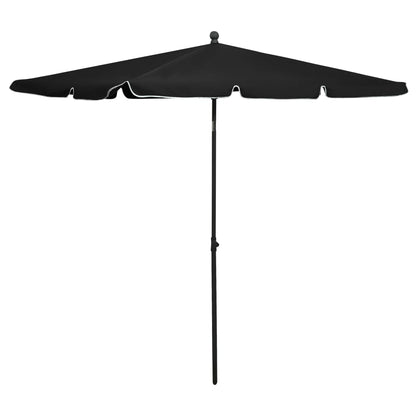Guarda-sol de jardim com mastro 210x140 cm preto