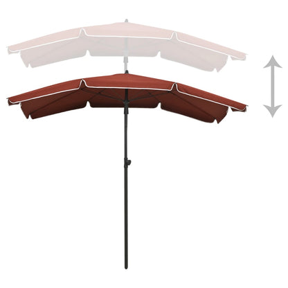 Guarda-sol de jardim com poste 200x130 cm terracota