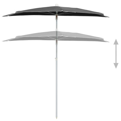 Guarda-sol semicircular com mastro 180x90 cm antracite