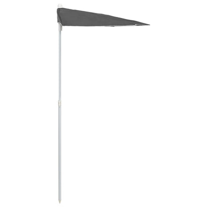 Guarda-sol semicircular com mastro 180x90 cm antracite