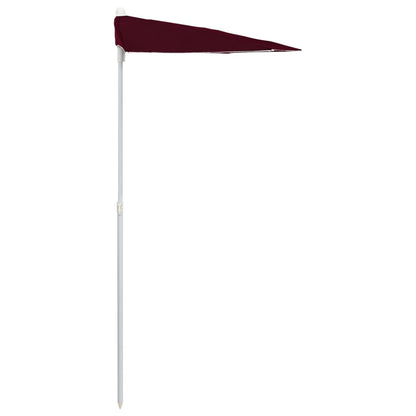 Guarda-sol semicircular com mastro 180x90 cm vermelho bordô