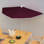 Guarda-sol semicircular com mastro 180x90 cm vermelho bordô