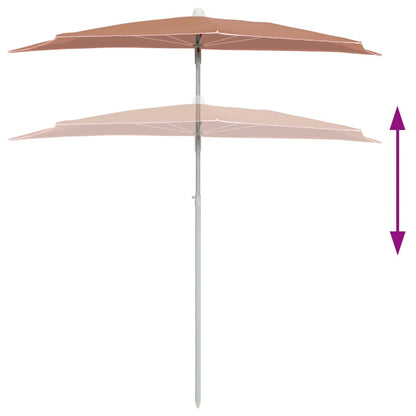 Guarda-sol semicircular com mastro 180x90 cm terracota