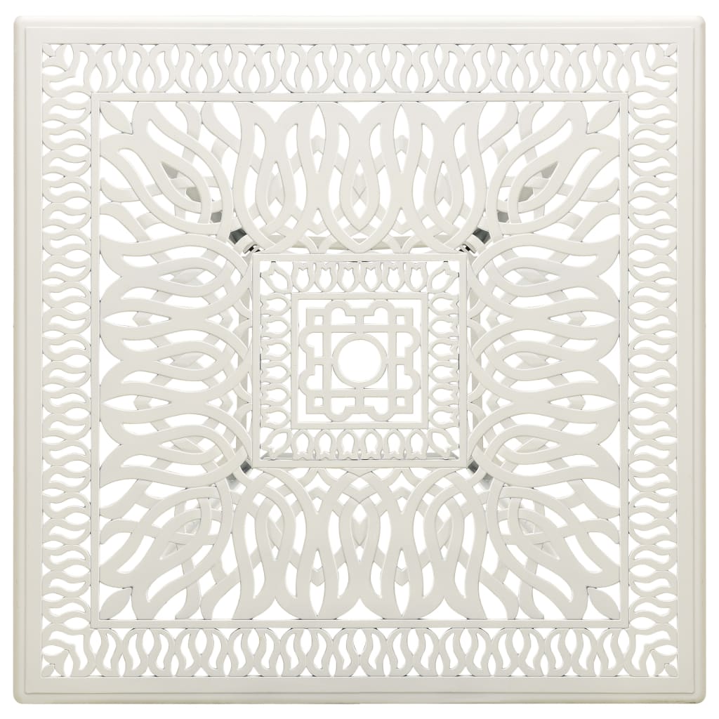 Mesa de jardim 90x90x73 cm alumínio fundido branco