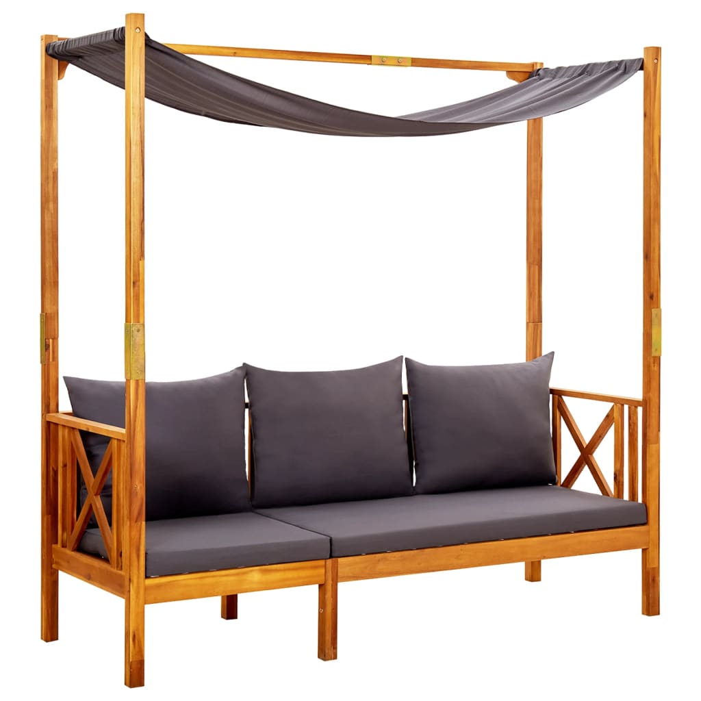 Banco de jardim com mesa e apoios de pés acácia maciça