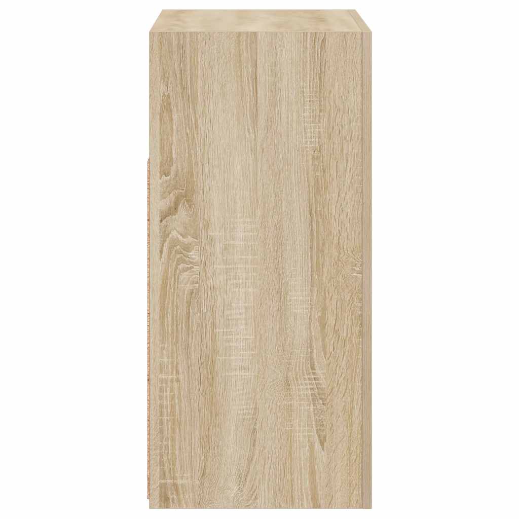 Aparador com luzes LED 80x35x75 cm carvalho sonoma