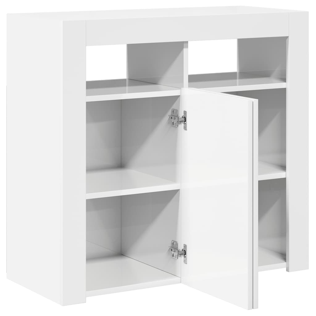 Aparador com luzes LED 80x35x75 cm branco brilhante
