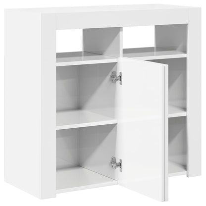 Aparador com luzes LED 80x35x75 cm branco brilhante
