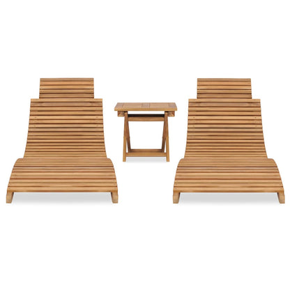 3 pcs conj. lounge de jardim dobrável madeira de teca maciça