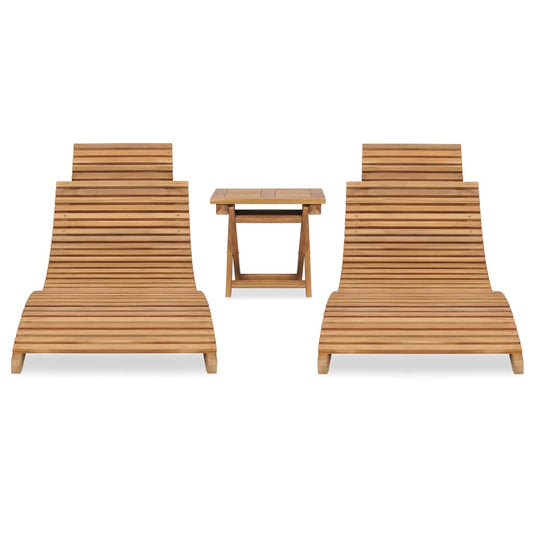 3 pcs conj. lounge de jardim dobrável madeira de teca maciça