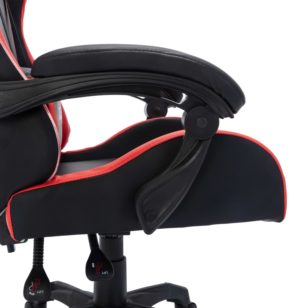 Cadeira estilo corrida luzes LED RGB couro arti. vermelho/preto