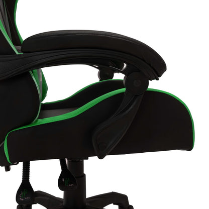 Cadeira estilo corrida luzes LED RGB couro artif. verde/preto
