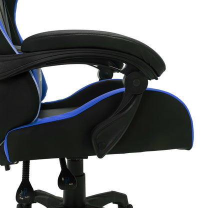 Cadeira estilo corrida c/ luzes LED RGB couro artif. azul/preto