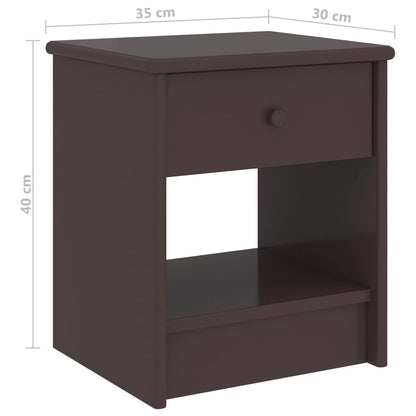 Mesa de cabeceira 35x30x40 cm pinho maciço castanho-escuro