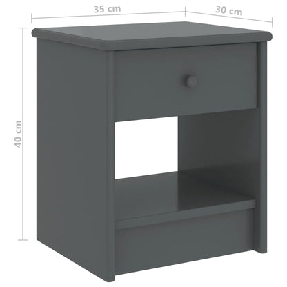 Mesa de cabeceira 35x30x40 cm pinho maciço cinzento-escuro