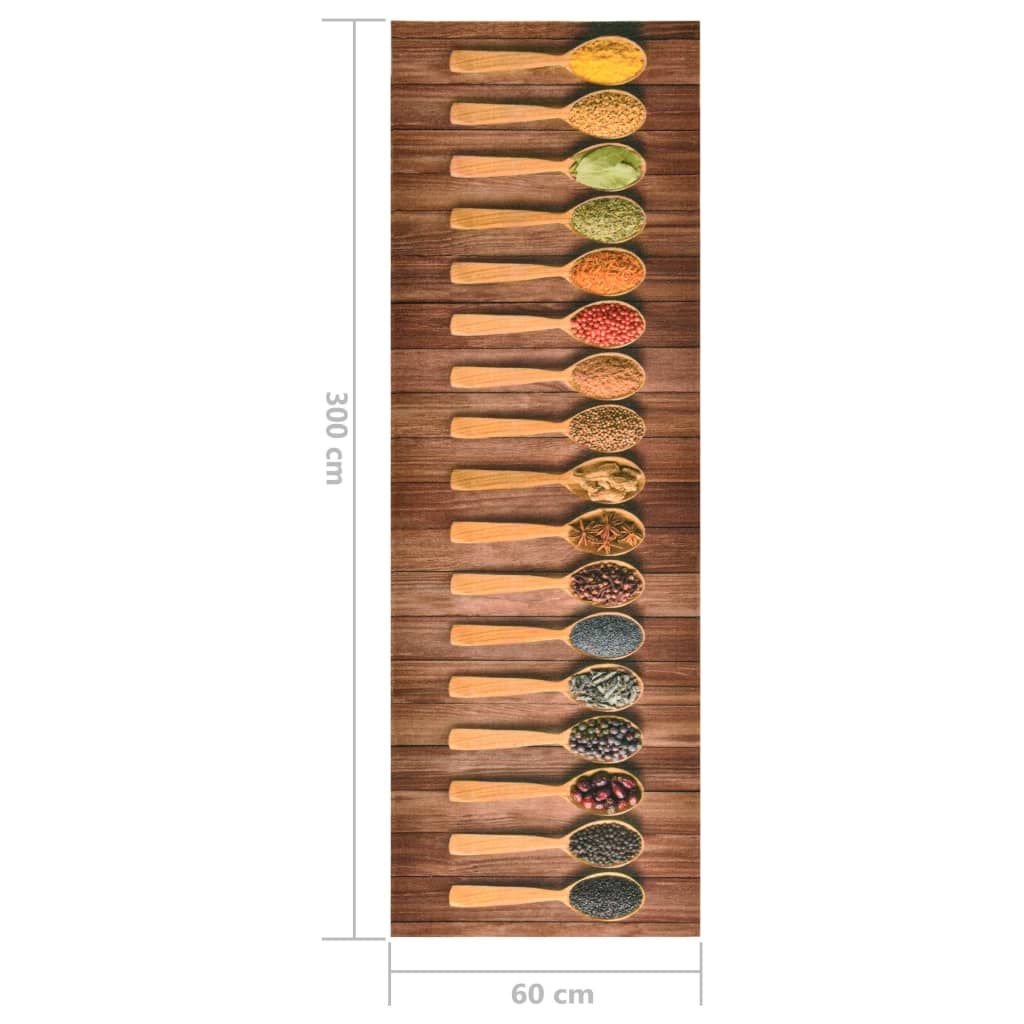 Tapete de cozinha lavável com design de colheres 60x300 cm