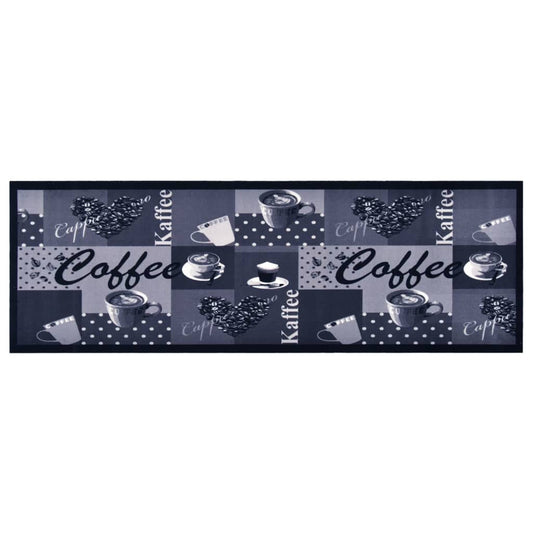 Tapete de cozinha lavável com design café 60x180 cm azul