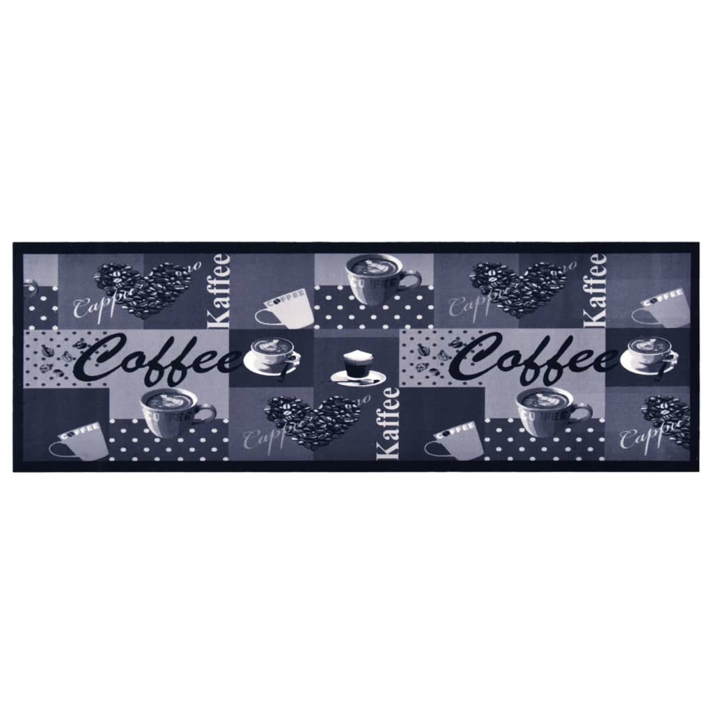 Tapete de cozinha lavável com design café 60x300 cm azul