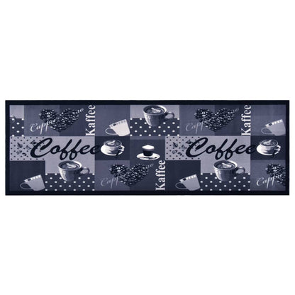Tapete de cozinha lavável com design café 60x300 cm azul