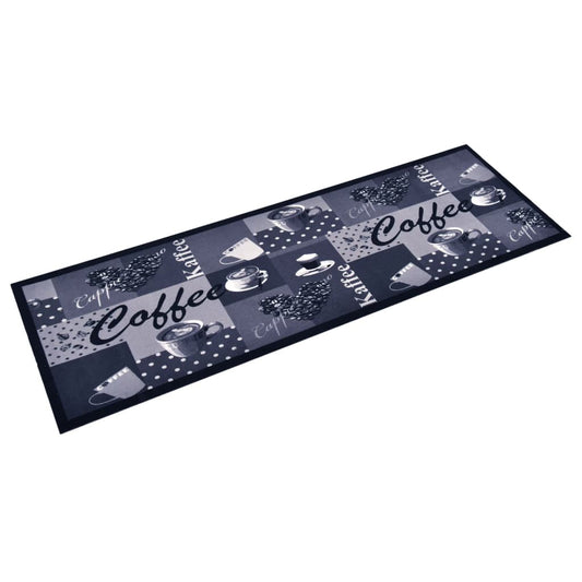 Tapete de cozinha lavável com design café 60x300 cm azul