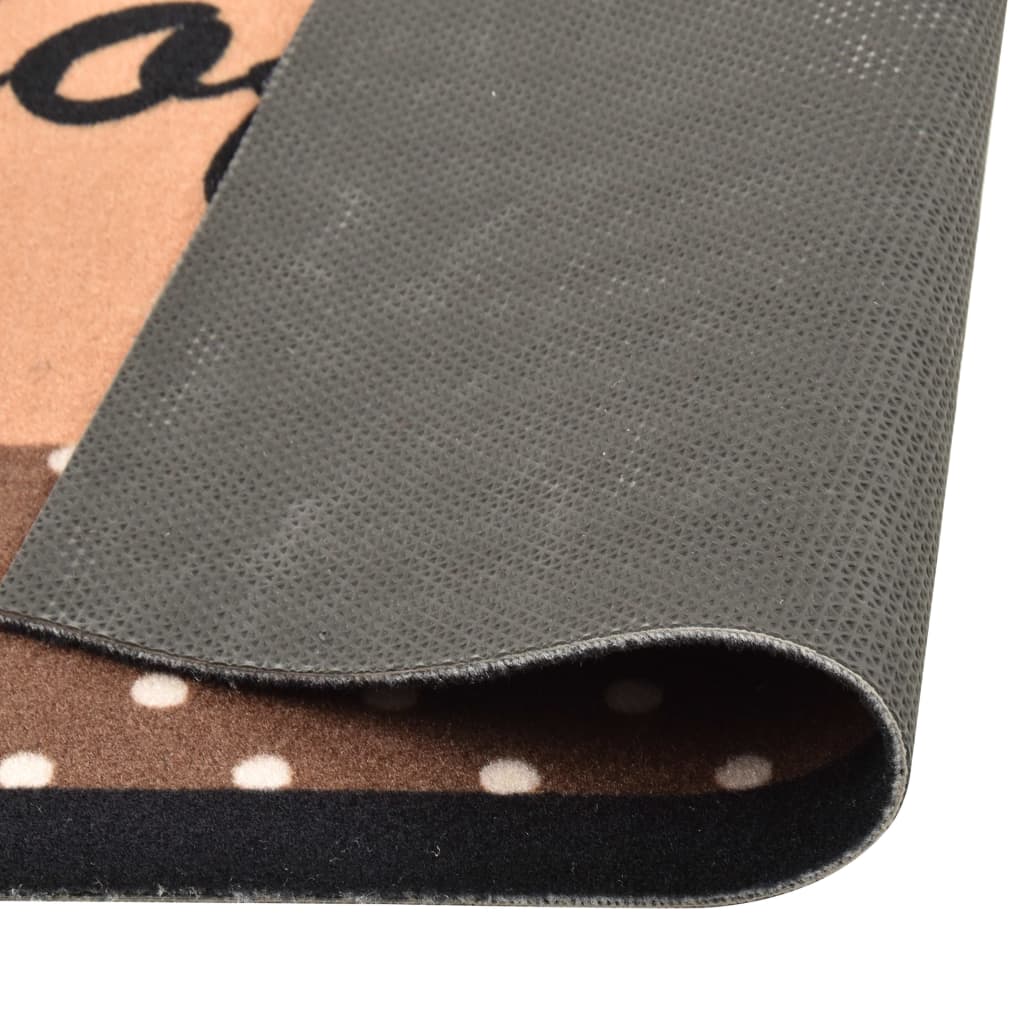 Tapete de cozinha lavável com design café 45x150 cm castanho