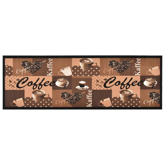 Tapete de cozinha lavável com design café 60x300 cm castanho