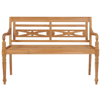 Banco Batávia c/ almofadão xadrez cinzento 120 cm teca maciça