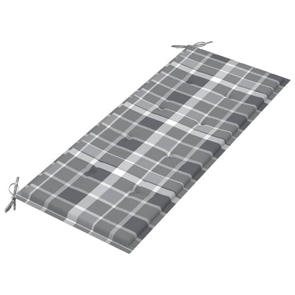 Banco Batávia c/ almofadão xadrez cinzento 120 cm teca maciça