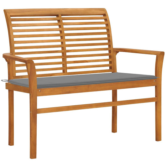 Banco de jardim c/ almofadão cinzento 112 cm teca maciça