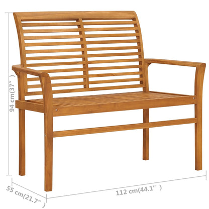 Banco de jardim c/ almofadão azul-claro 112 cm teca maciça
