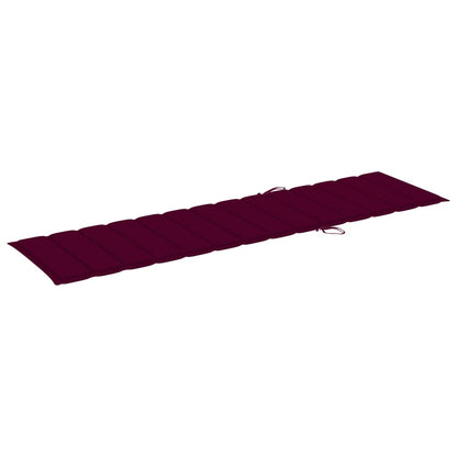 Espreguiçadeira c/ almofadão vermelho tinto madeira teca maciça