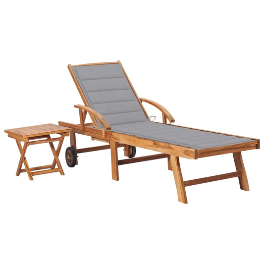 Espreguiçadeira com mesa e almofadão madeira de teca maciça